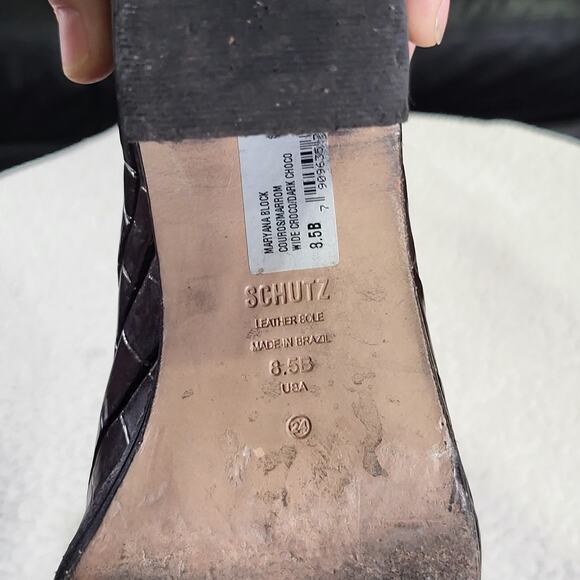 Schutz Maryana Block Boot Leather Dark Chocolate size 8.5B - Picture 6 of 6